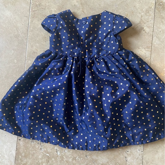 Just One You by Carter's Navy Blue w Gold Polka Dots Party Dress Girl Size 12M - Picture 2 of 5